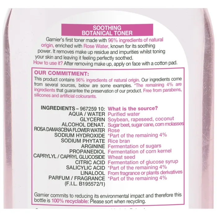 Garnier SkinActive Botanical Toner with Rose Water 200ml - Image 3