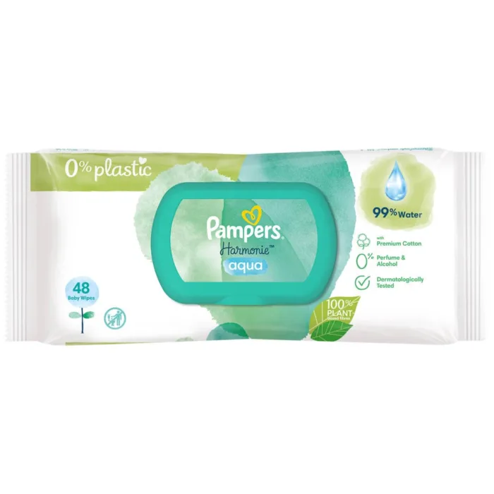 Pampers Harmonie Aqua Baby Wipes 48pk - Image 1
