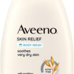 Aveeno Skin Relief Moisturising Body Wash (1x 500ml), Gentle Cleansing Wash with Soothing Triple Oat Complex, Soap-Free, Unscented for Sensitive and Very Dry Skin
