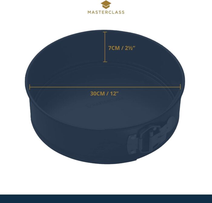 MasterClass KCMCHB45 30 cm Springform Cake Tin with Loose Base and PFOA Non Stick, Robust 1 mm Carbon Steel, 12 Inch Extra Large Round Pan, Grey - Image 2