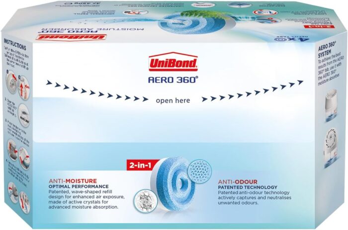 UniBond AERO 360° Moisture Absorber Waterfall Freshness Refill Tab, Aromatherapy, Ultra-Absorbent and Odour-Neutralising, for AERO 360° Dehumidifier, Condensation Absorbers, Four Pack (4 x 450g) - Image 5