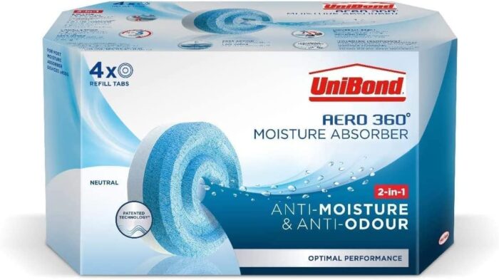 UniBond AERO 360° Moisture Absorber Neutral Refill Tab, ultra-absorbent and odour-neutralising, for AERO 360° Dehumidifier, Condensation Absorbers, 450 g ( Pack of 4) - Image 1