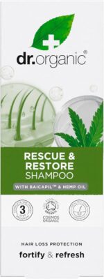 Dr Organic Hemp Oil Rescue Shampoo, Restoring, Mens, Womens, Natural, Vegetarian, Cruelty-Free, Paraben & SLS-Free, Organic, 265ml, Packaging may vary - Image 2