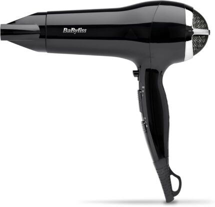 BaByliss Power Smooth Hair Dryer, Powerful and Lightweight, 2400W Fast Drying, Ionic for Frizz-Control, 3 Heat & 2 Speed Settings Plus Cool Shot, Black, 5736CU