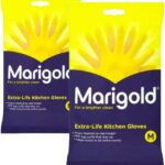 Marigolds Unisex Marigold-gloves-medium Marigold Extra Life Kitchen Gloves Medium 2 Pairs, Yellow, M Pack of UK