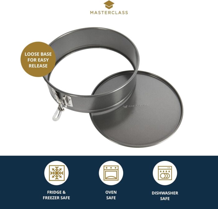 MasterClass Non-Stick Quick-Release Springform Cake Tin with Loose Base, Carbon, Grey, 23 cm - Image 3