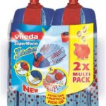 Vileda SuperMocio 3Action XL Mop Refill, Pack of 2 SuperMocio 3 Action Mop Head Replacements, Fits all SuperMocio Mops, Authentic Vileda Mop Head, Multi-colour