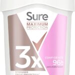 Sure Maximum Protection Confidence Anti-perspirant Cream Stick 96h protection deodorant for 3x stronger sweat protection 45 ml