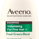 Aveeno Volumising Fresh Greens Scalp Soothing Mint, Cucumber and Rosemary Shampoo for Fine Hair 300ml