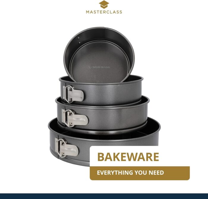 MasterClass Non-Stick Quick-Release Springform Cake Tin with Loose Base, Carbon, Grey, 23 cm - Image 4