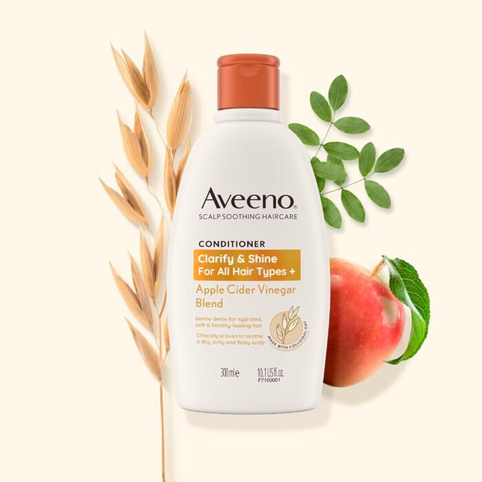 Aveeno Clarify and Shine Apple Cider Vinegar Scalp Soothing Conditioner for all Hair Types 300ml - Image 3