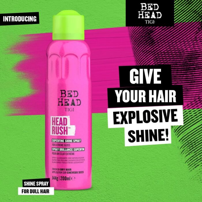Bed Head by TIGI - Headrush Shine Hair Spray - For Smooth Shiny Hair - 200 ml - Image 6
