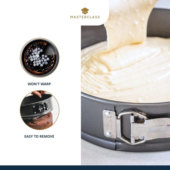 MasterClass Non-Stick Quick-Release Springform Cake Tin with Loose Base, Carbon, Grey, 23 cm - Image 5
