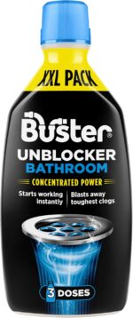 Buster Bathroom Drain Unblocker 900ml – Fast-Acting Plughole and Sink Unblocker, Clears Blockages & Slow-Draining Water