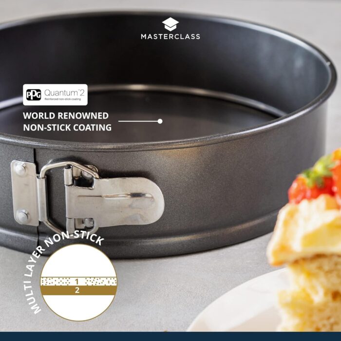 MasterClass Non-Stick Quick-Release Springform Cake Tin with Loose Base, Carbon, Grey, 23 cm - Image 6
