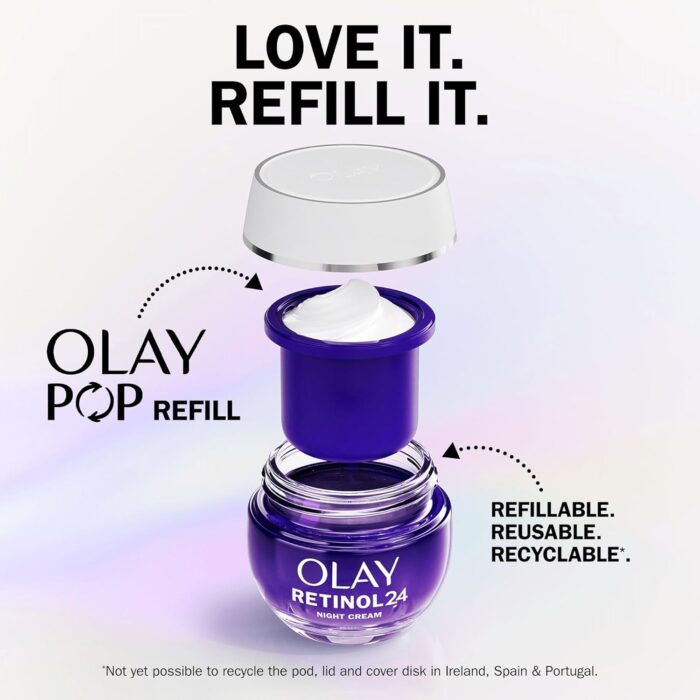 Olay Retinol 24 Night Cream Face Moisturiser, Skincare with Antioxidant Vitamin E Overnight Anti Aging Skin Care: Smooths, Renews and Hydrates, 50ml - Image 3