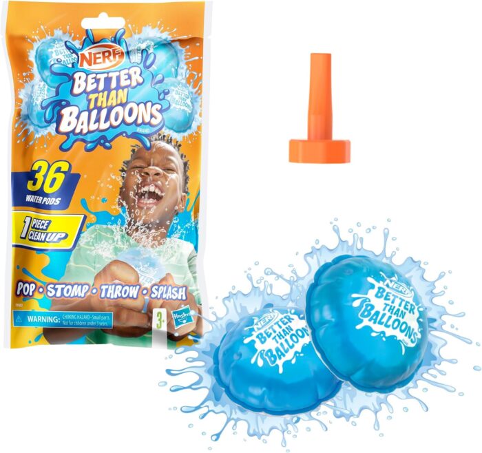 Nerf Better Than Balloons Water Toy for 3+ Year Old Kids, 36 Pods for Outdoor Play with Family and Friends - Image 1