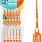 TePe EasyPick Toothpicks, Orange, ISO XS-S, 36pcs, plaque remover, efficient clean between teeth, durable dental picks for narrow gaps, travel case included