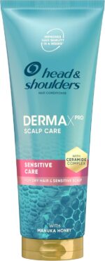 Head & Shoulders DermaXPro Sensitive Care Lightweight Conditioner 220ml with Manuka Honey and Ceramide Complex. Nourishes Hair and Gently Moisturises Dry Scalp to Maintain Dandruff Protection