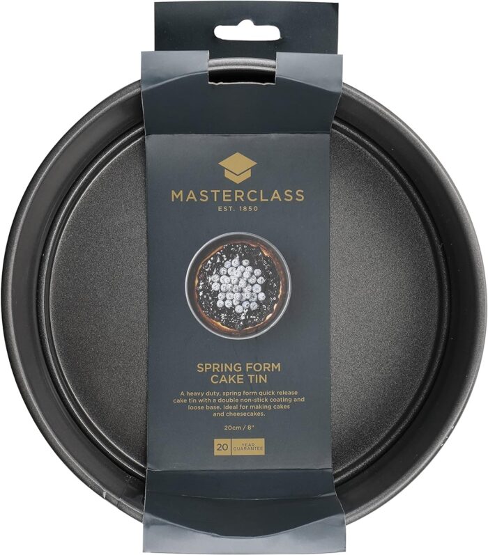 MasterClass 20 cm Springform Cake Tin with PTFE, PFOA and BPA Free Non Stick, Robust 1mm Thick Carbon Steel and Loose Base, 8 Inch Round Pan, Grey - Image 3