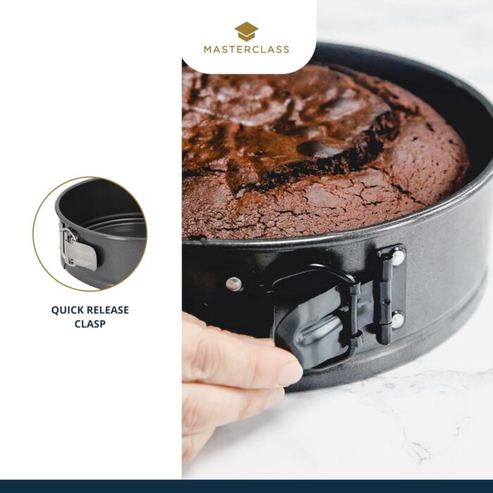 MasterClass 20 cm Springform Cake Tin with PTFE, PFOA and BPA Free Non Stick, Robust 1mm Thick Carbon Steel and Loose Base, 8 Inch Round Pan, Grey - Image 4