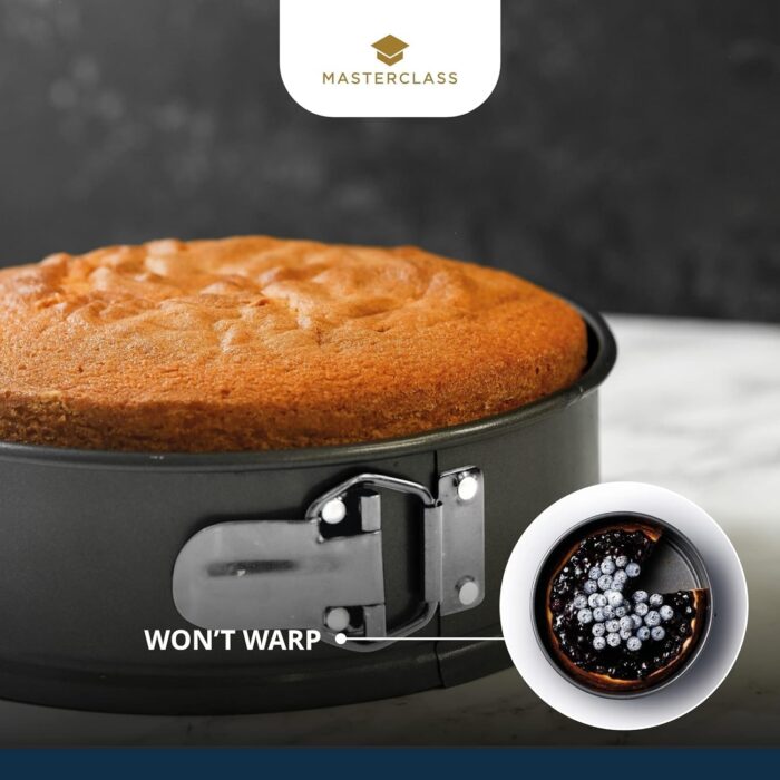 MasterClass 20 cm Springform Cake Tin with PTFE, PFOA and BPA Free Non Stick, Robust 1mm Thick Carbon Steel and Loose Base, 8 Inch Round Pan, Grey - Image 5