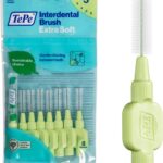 TePe Interdental Brush, Extra Soft, Green, 0.8mm/ISO 5, 8pcs, Plaque Removal, efficient Clean Between The Teeth, Tooth Floss, for Small Gaps