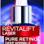 L'Oreal Paris Pure Retinol Serum, Revitalift Laser Deep Anti-Wrinkle Retinol Night Serum For Face [Revitalift Laser Retinol Serum 30ml + x3 Hydra Genius Moisturiser Sachets 3ml]