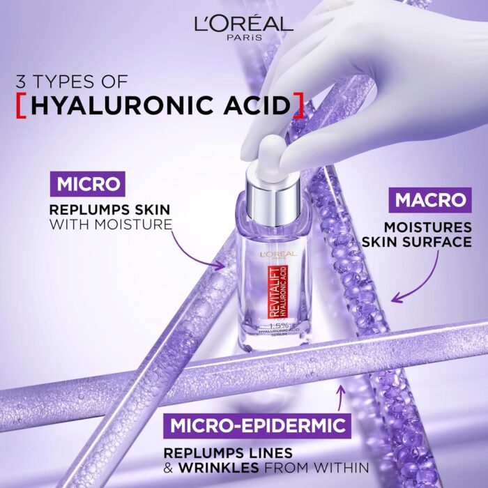 L'Oreal Paris Revitalift Filler [+Hyaluronic Acid] Serum, 1.5% Pure Concentrated Hyaluronic Acid Dropper Serum, 30ml - Image 5