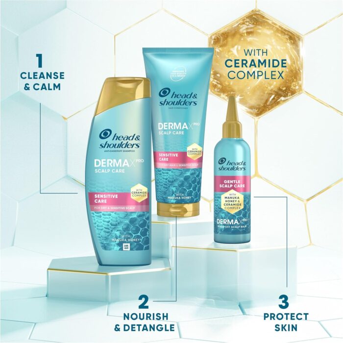Head & Shoulders DermaXPro Sensitive Care Lightweight Conditioner 220ml with Manuka Honey and Ceramide Complex. Nourishes Hair and Gently Moisturises Dry Scalp to Maintain Dandruff Protection - Image 2
