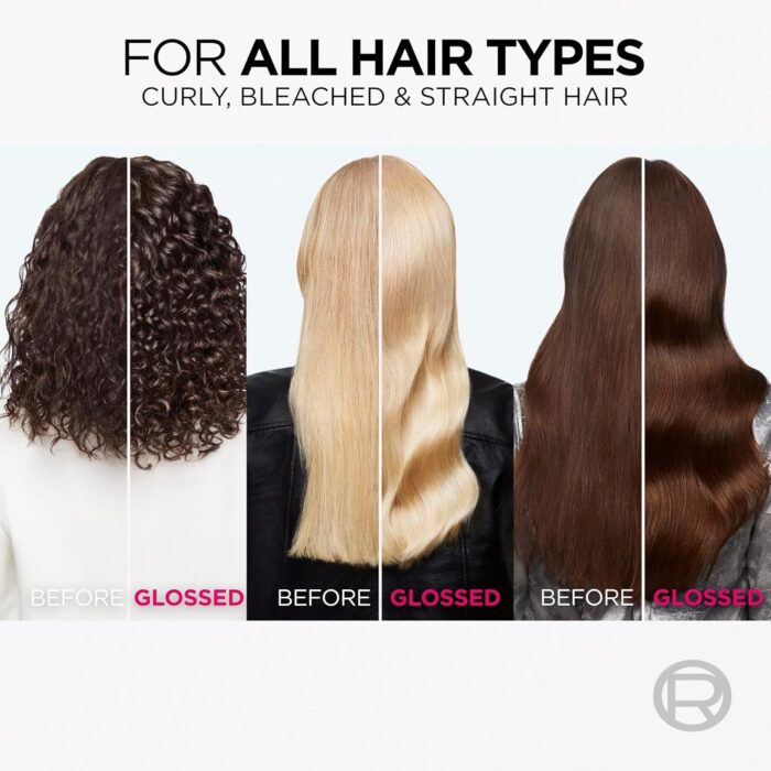 L'Oréal Paris Elvive Glycolic Gloss for Dull Porous Hair, Get The Shiniest Hair of Your Life, Glossing Routine for Mirror-Like Shine, Shampoo, Conditioner, Lamination Treatment, Leave-In Serum Set - Image 5
