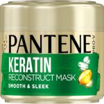 Pantene Smooth and Sleek Hair Mask, Keratin Hair Mask, Up to 72H of Smooth and Shiny Hair in 1 use, 300 ml