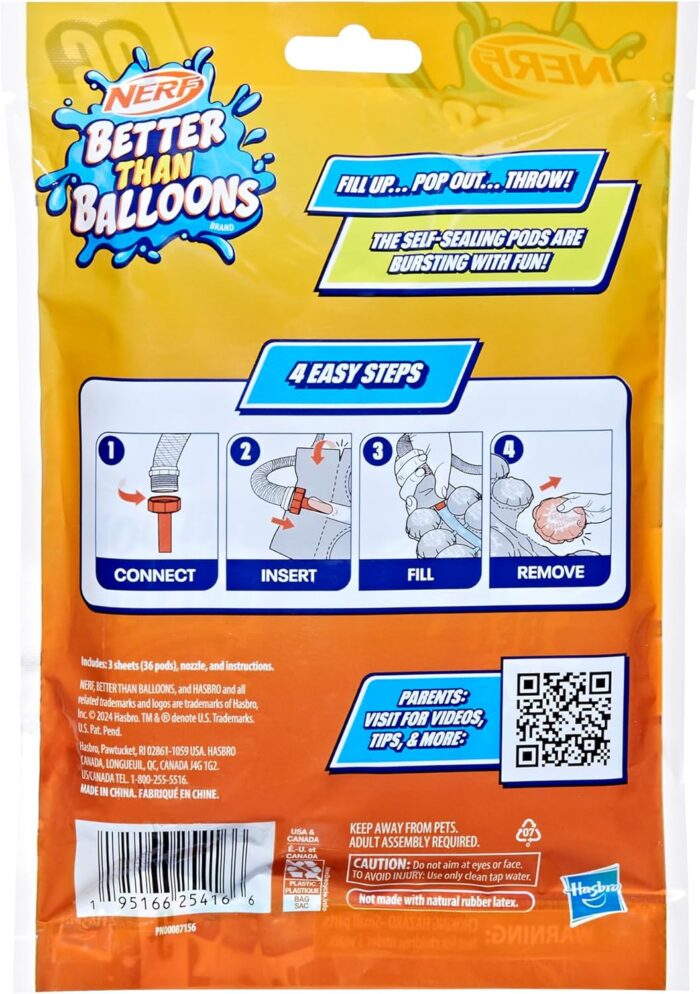 Nerf Better Than Balloons Water Toy for 3+ Year Old Kids, 36 Pods for Outdoor Play with Family and Friends - Image 5