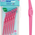 TePe Interdental Brush Angle, Pink, 0.4mm/ISO 0, 6pcs, Interspace Cleaning, Plaque Remover for Teeth with Narrow Gaps, ensures Strong Gums