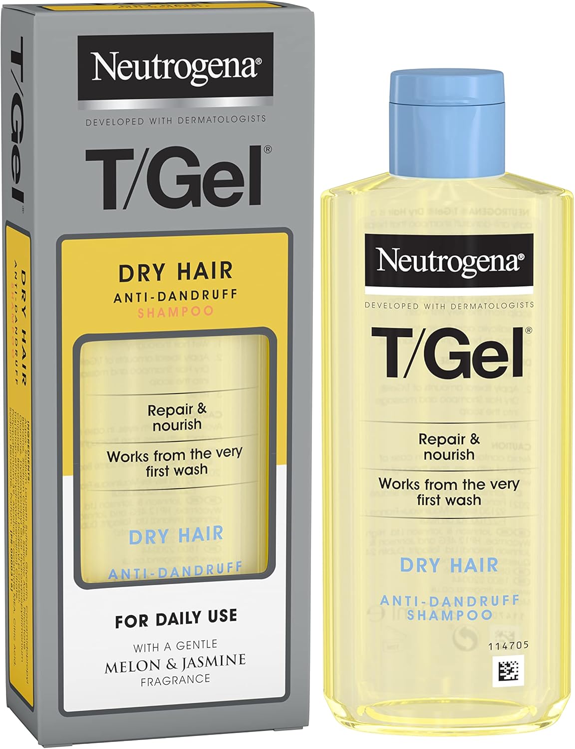 81kLG4LWclL._AC_SL1500_ Neutrogena T/Gel Anti Dandruff Shampoo for Dry Hair (1x 250ml), Daily Anti-Dandruff Shampoo with Salicylic Acid to Help Repair Dry Damaged Hair and Fight Dandruff from First Wash - Image 1