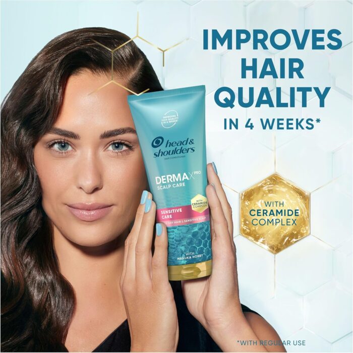 Head & Shoulders DermaXPro Sensitive Care Lightweight Conditioner 220ml with Manuka Honey and Ceramide Complex. Nourishes Hair and Gently Moisturises Dry Scalp to Maintain Dandruff Protection - Image 6