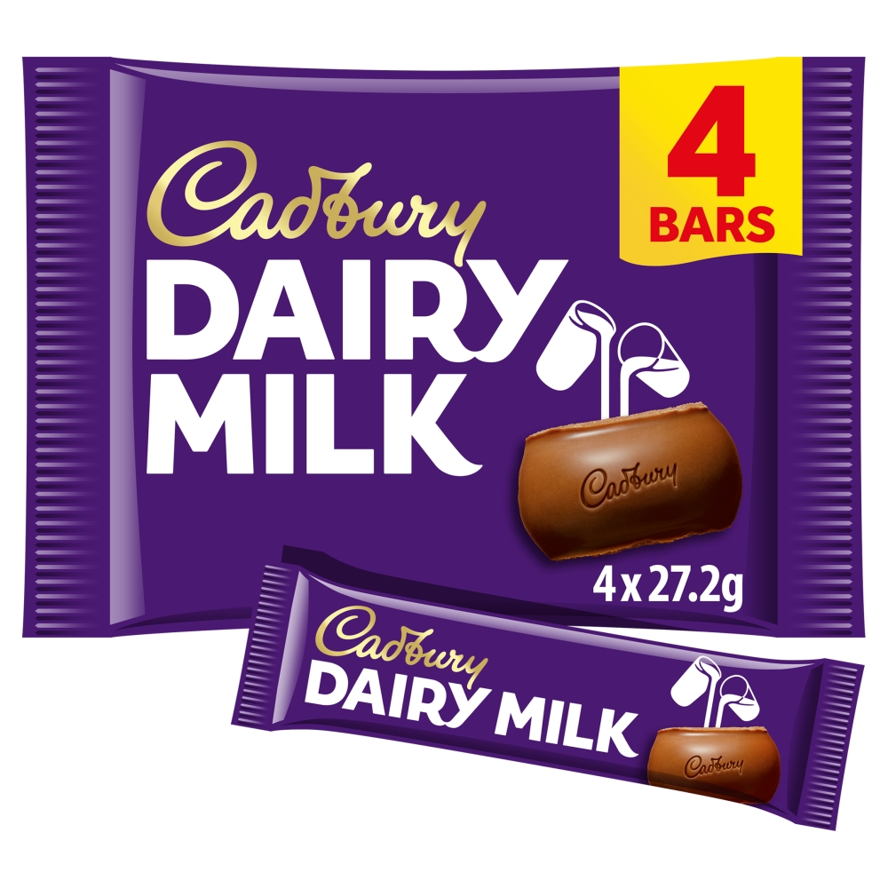 06682_b_23.jpg Cadbury Dairy Milk Chocolate Bar 4 Pack 108.8g - Image 1