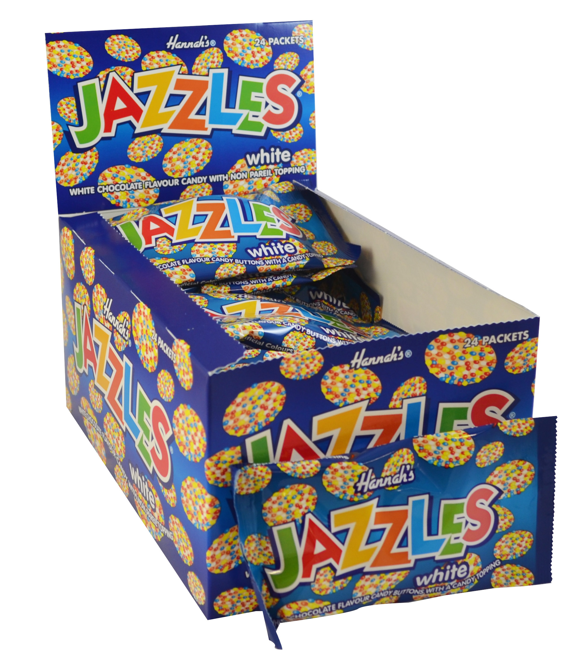 16444_hannahs_white_jazzies.jpg Hannah's White Chocolate Jazzles 40g - Image 1