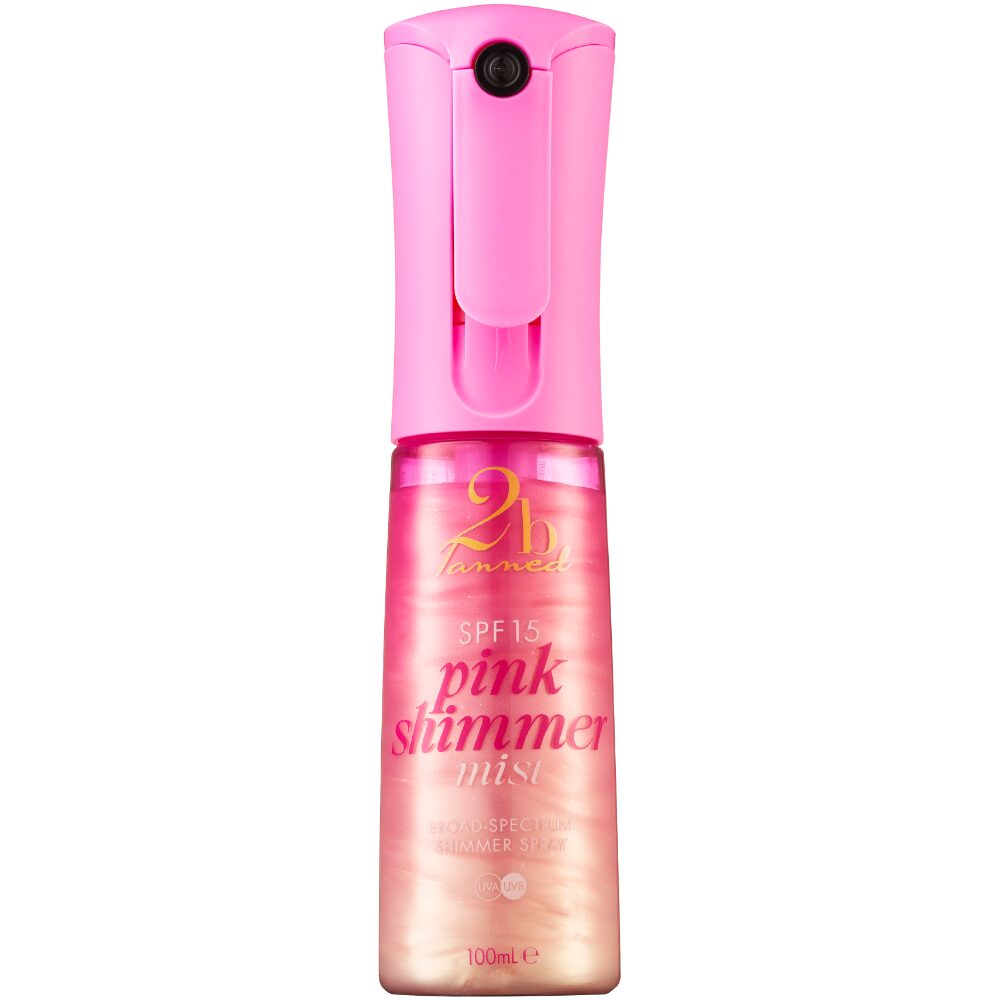 2BT0033.jpg 2BTanned Pink Shimmer Mist Broad Spectrum Shimmer Flairosol Spray SPF15 100ml - Image 1