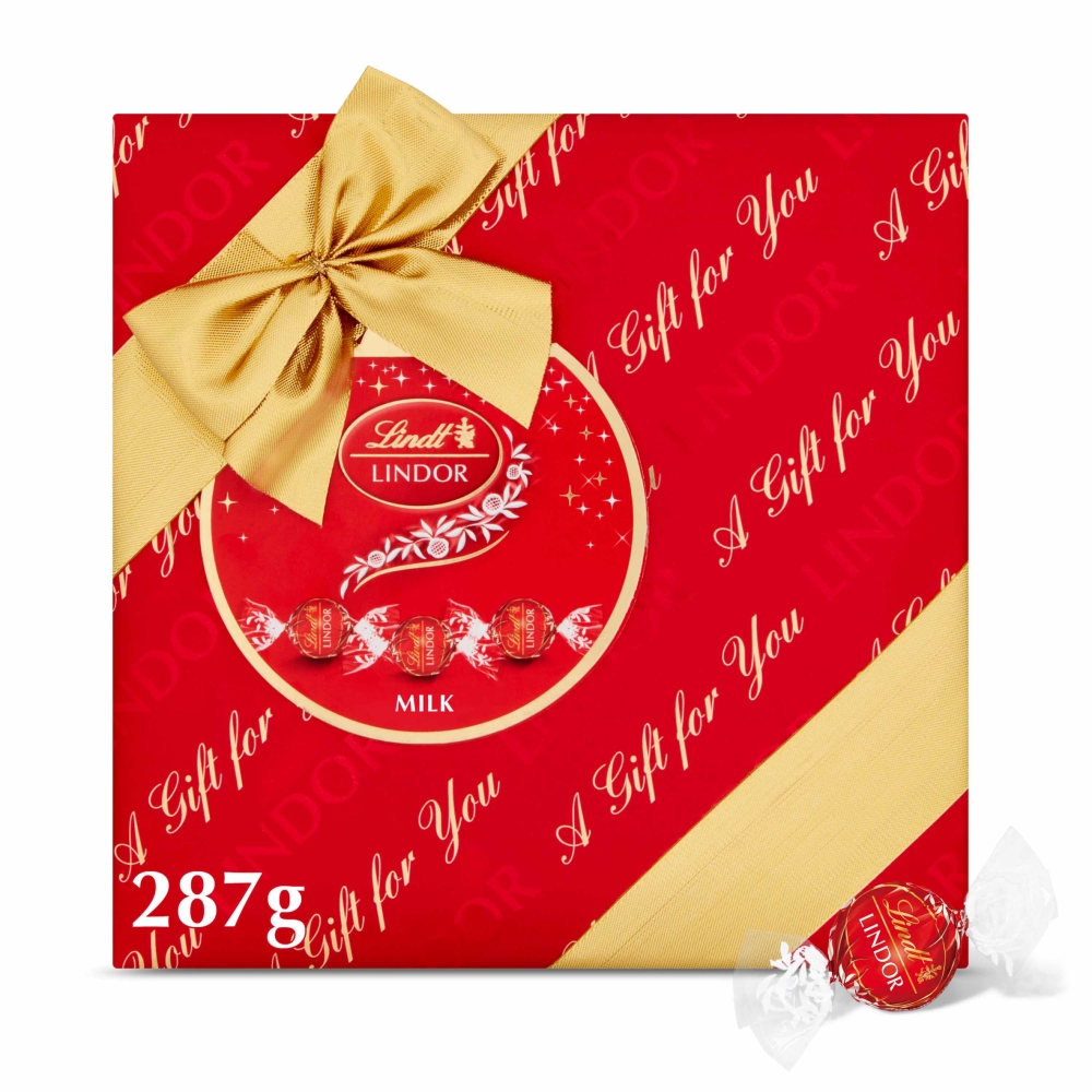 306751_lindt_lindor_milk_chocolate_gift_wra_a_.jpg Lindt Lindor Milk Chocolate Truffles Gift Wrapped Box 287g - Image 1