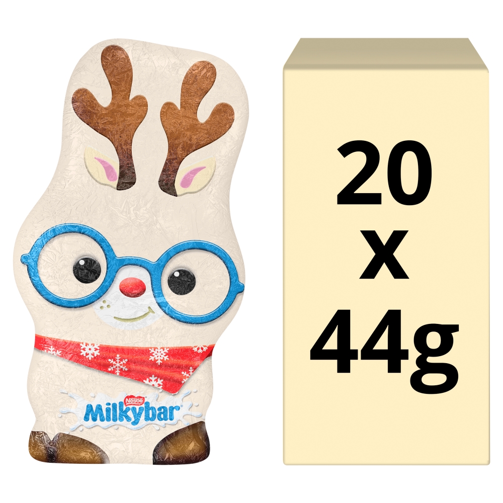 308421_1.jpg Milkybar Reindeer White Chocolate Christmas Figure 44g - Image 1