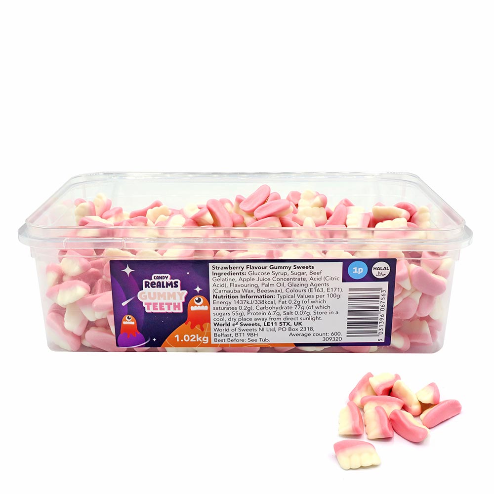 309320_a24.jpg Candy Realms Gummy Teeth 1p Tub 1.02kg - Image 1