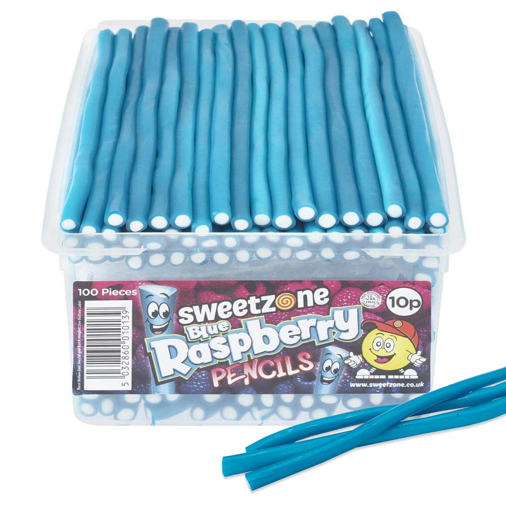 309874_na.jpg Sweetzone Blue Raspberry Pencils 10p Tub - Image 1