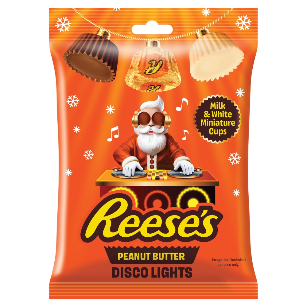 310306__.jpg Reese's Peanut Butter Miniatures Milk & White Disco Lights Bag 62g - Image 1