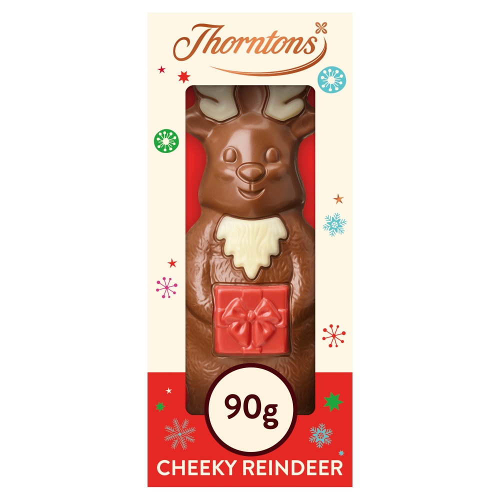 310342_thorntons_milk_choc_reindeer_a_.jpg Thorntons Cheeky Reindeer Milk Chocolate Christmas Gift 90g - Image 1