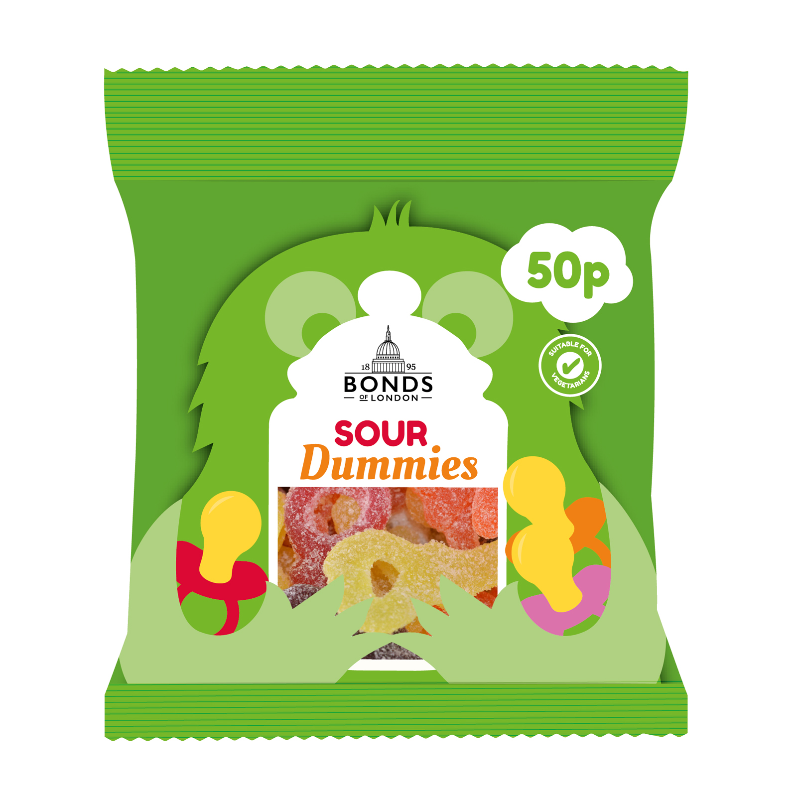 312094.jpg Bonds Sour Dummies Treat Bags 50g - Image 1