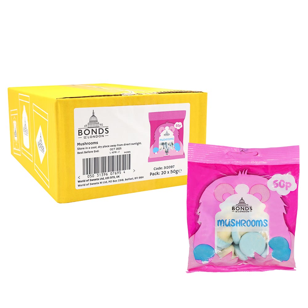 312097_bonds-bubblegum-mushrooms_a.jpg Bonds Bubblegum Mushrooms Treat Bags 50g - Image 1