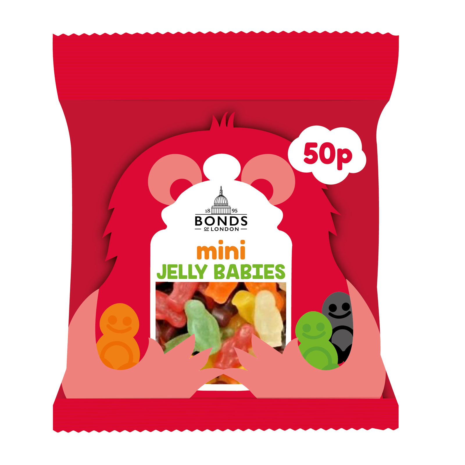 312099.jpg Bonds Mini Jelly Babies Treat Bags 50g - Image 1