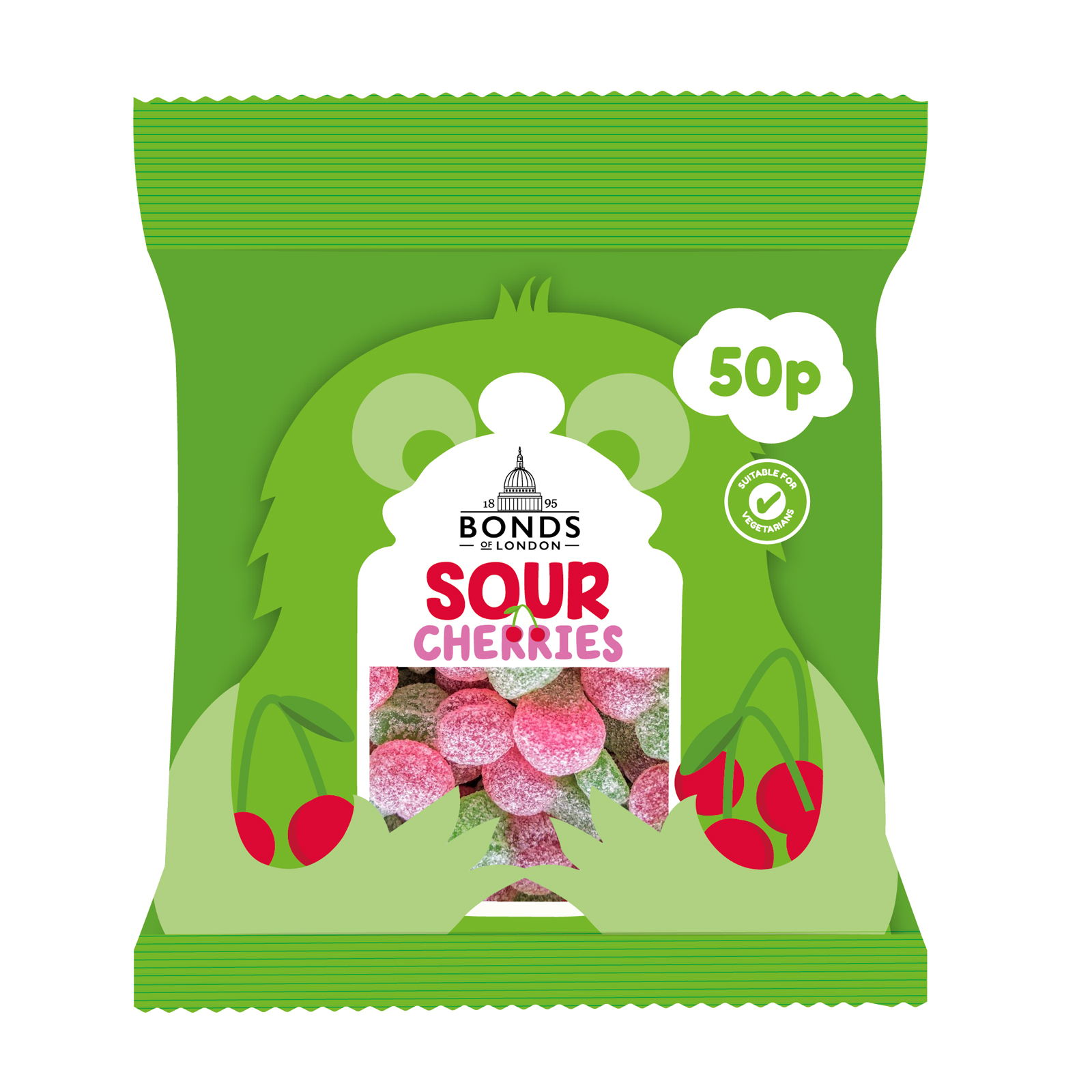 312108.jpg Bonds Sour Cherries Treat Bags 50g - Image 1