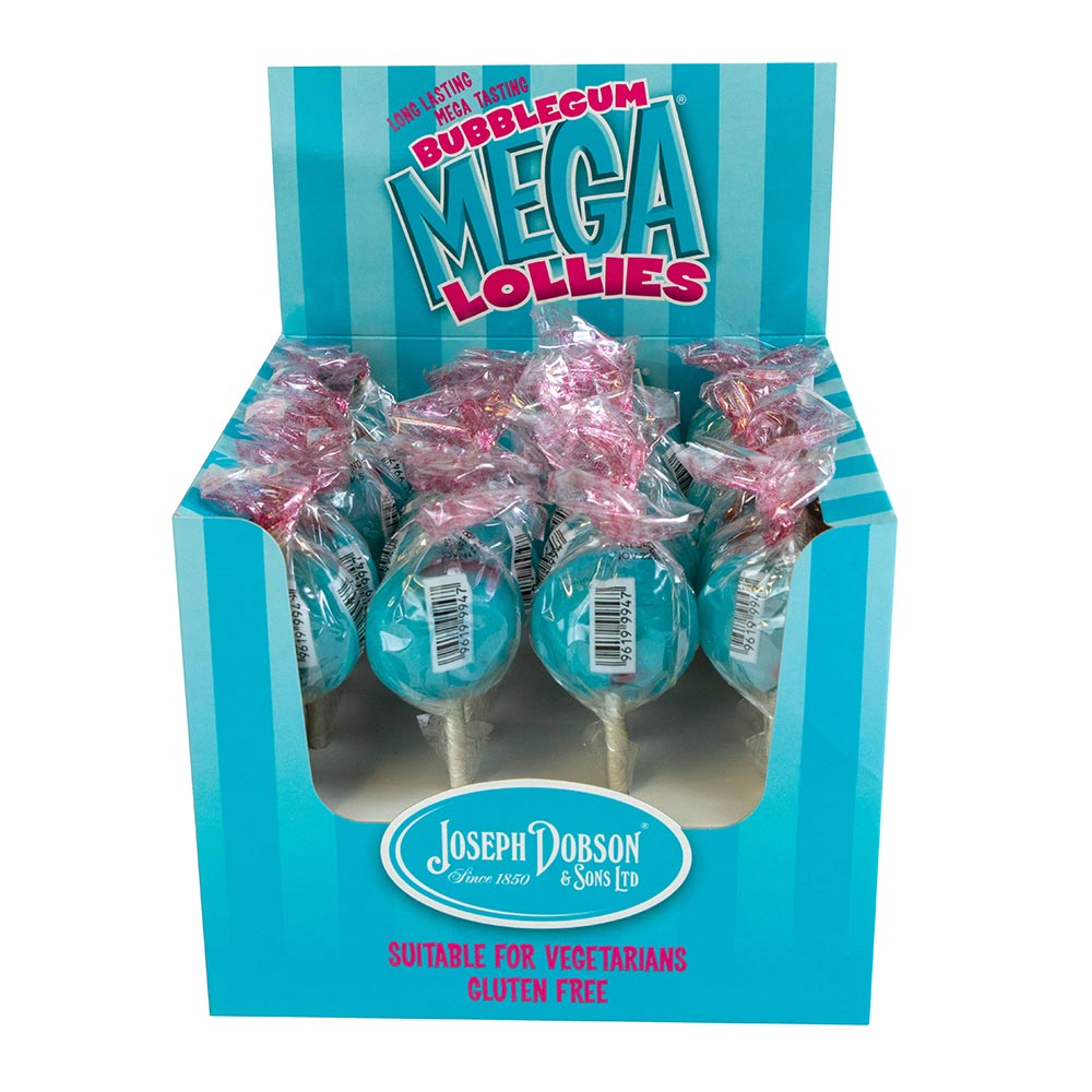 312119_a.jpg Dobsons Wrapped Bubblegum Mega Lollies CDU - Image 1